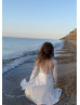 Long Sleeves White Lace Tulle Flower Girl Dress
